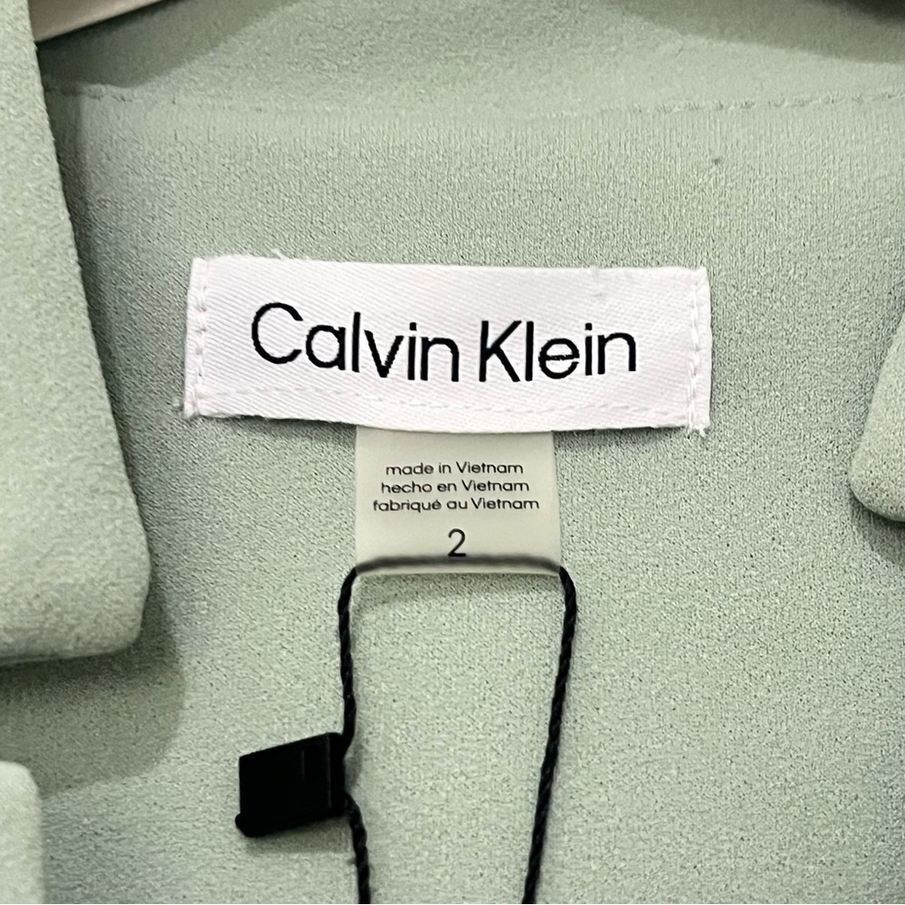 Calvin Klein Sleeveless A-Line Dress in Sage Mint - Picture 3 of 4